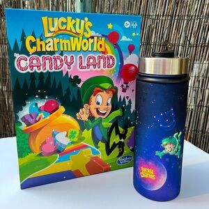 Lucky Charms Hasbro board game and bottle water flask